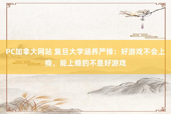 PC加拿大网站 复旦大学涵养严锋：好游戏不会上瘾，能上瘾的不是好游戏