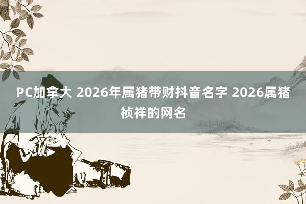 PC加拿大 2026年属猪带财抖音名字 2026属猪祯祥的网名