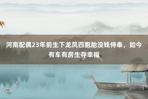 河南配偶23年前生下龙凤四胞胎没钱侍奉，如今有车有房生存幸福