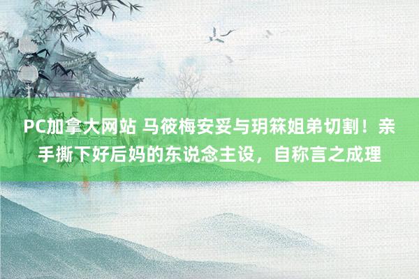 PC加拿大网站 马筱梅安妥与玥箖姐弟切割！亲手撕下好后妈的东说念主设，自称言之成理