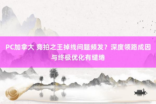 PC加拿大 竞拍之王掉线问题频发？深度领路成因与终极优化有缱绻