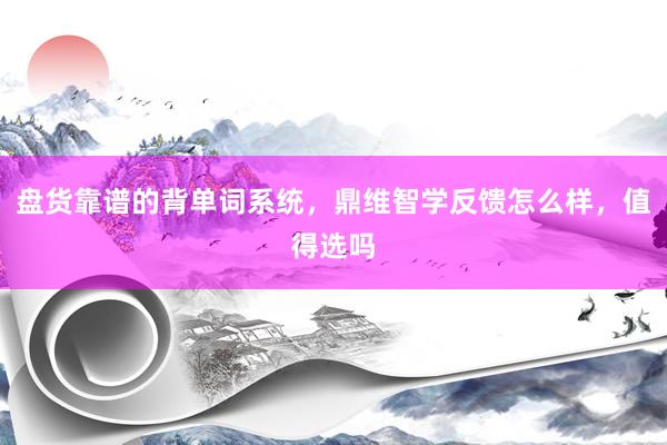 盘货靠谱的背单词系统，鼎维智学反馈怎么样，值得选吗