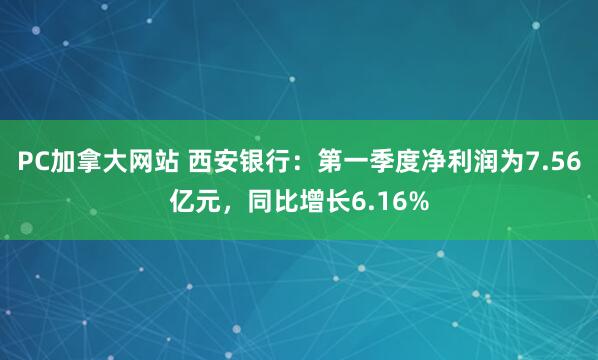 PC加拿大网站 西安银行：第一季度净利润为7.56亿元，同比增长6.16%