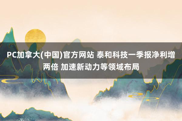 PC加拿大(中国)官方网站 泰和科技一季报净利增两倍 加速新动力等领域布局